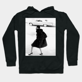 Fashion Girl woman print Car photo print Fashion Minimalist, Black and white modern print Hoodie